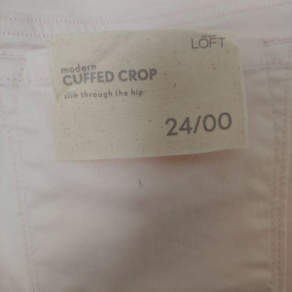 Ann Taylor LOFT Modern Straight Cuffed Cropped Jeans Pants in Light Pink 24/00 - Picture 4 of 12